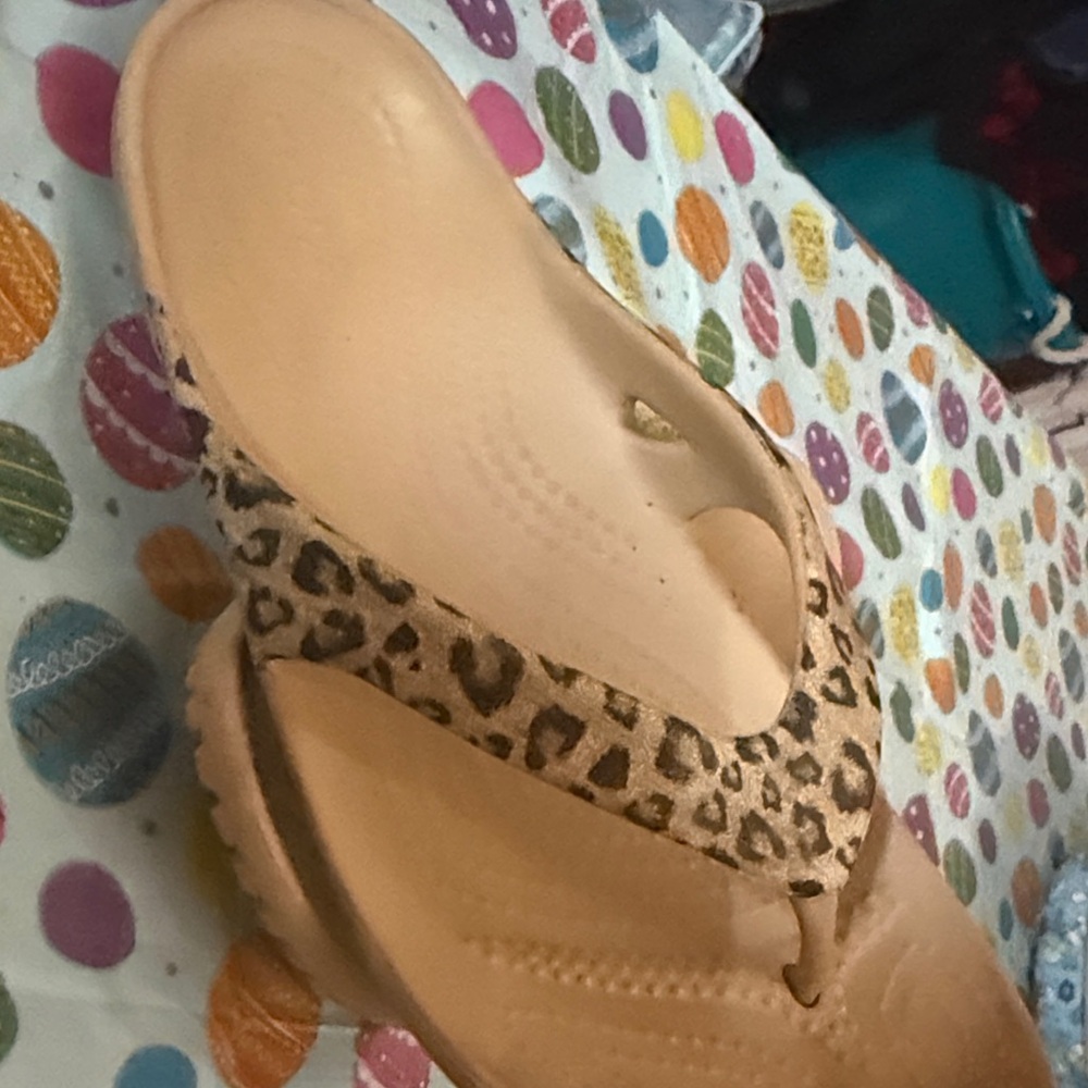 CROCS Leopard Print Sandals - Tan